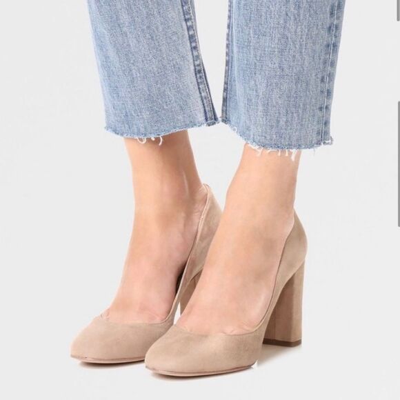 Sam Edelman Stillson Pump shoe blush pink Suede round toe block heel 8.5 New - Picture 13 of 13